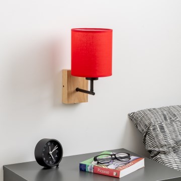Brilagi - Zidna lampa NUBILA WOOD 1xE27/25W/230V hrast/crveno
