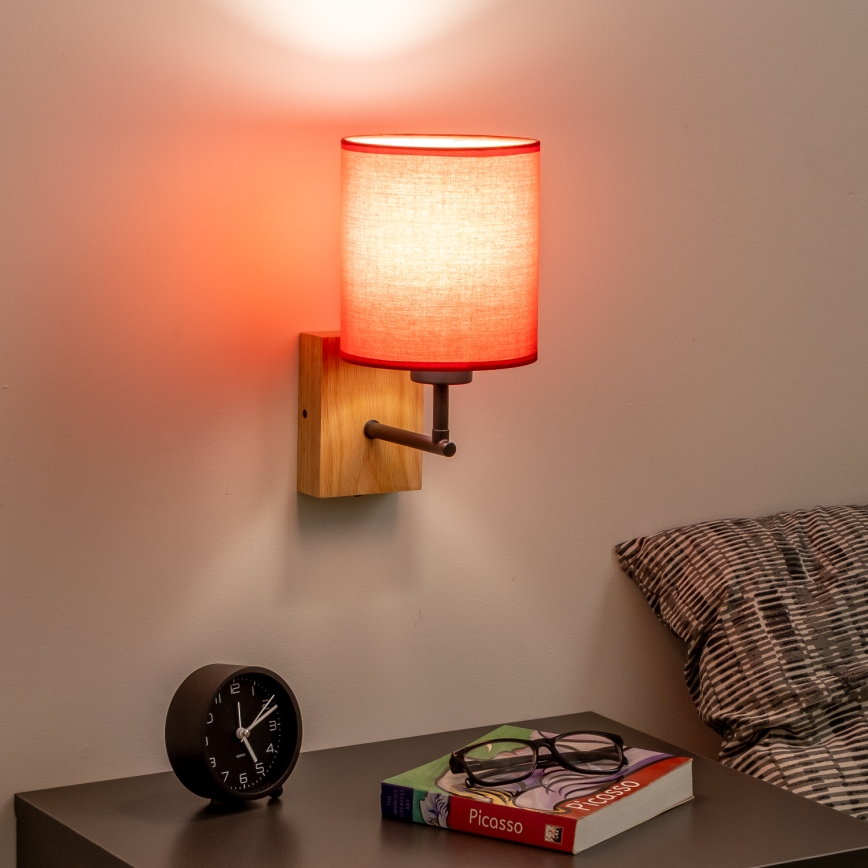 Brilagi - Zidna lampa NUBILA WOOD 1xE27/25W/230V hrast/crveno