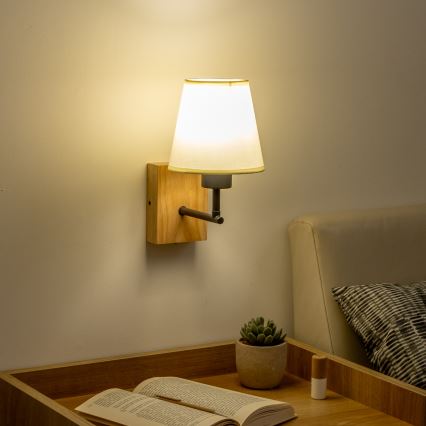 Brilagi - Zidna lampa NUBILA WOOD 1xE27/25W/230V hrast/kremasta