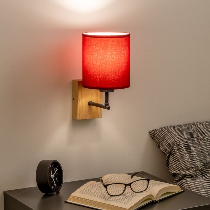 Brilagi - Zidna lampa NUBILA WOOD 1xE27/25W/230V hrast/pompejska crveno