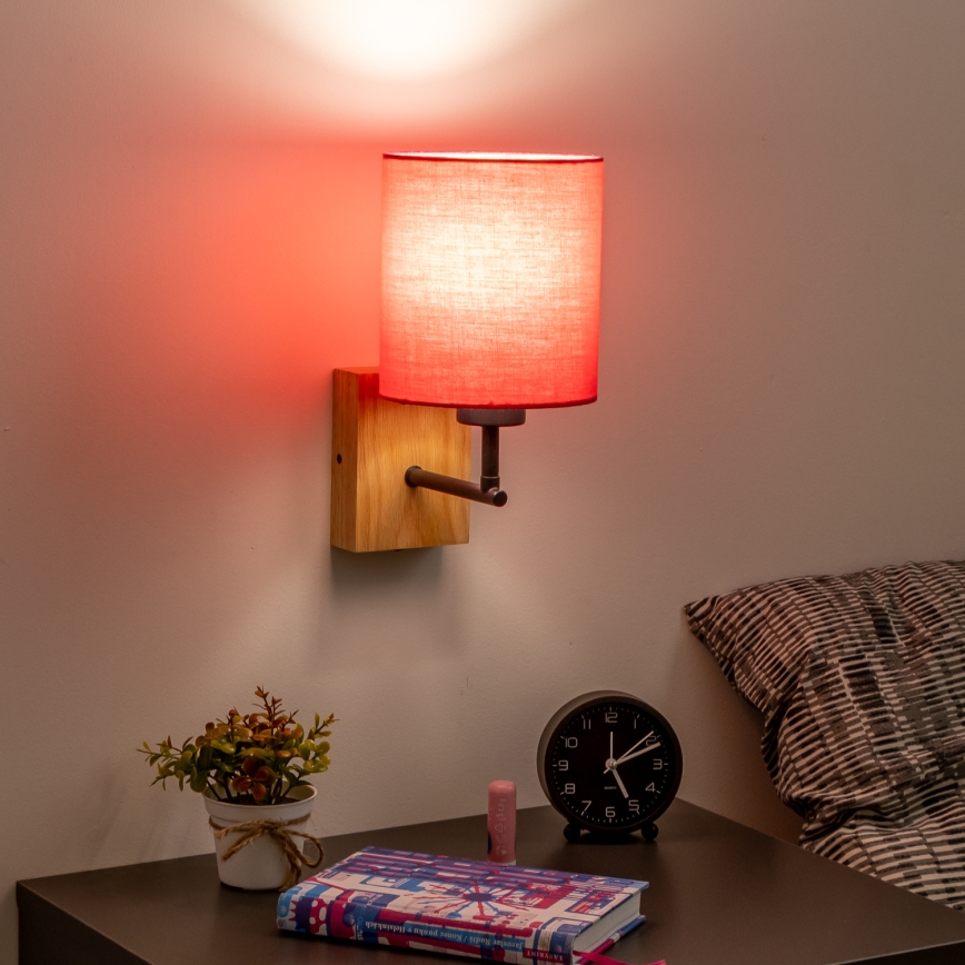 Brilagi - Zidna lampa NUBILA WOOD 1xE27/25W/230V hrast/roze