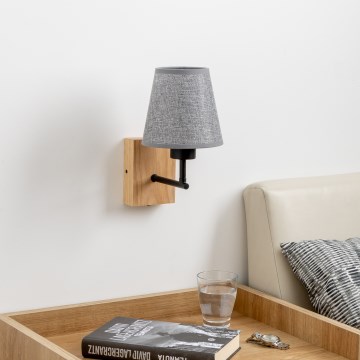 Brilagi - Zidna lampa NUBILA WOOD 1xE27/25W/230V hrast/sivo