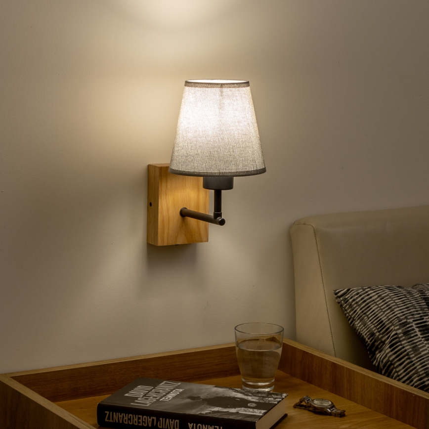 Brilagi - Zidna lampa NUBILA WOOD 1xE27/25W/230V hrast/sivo