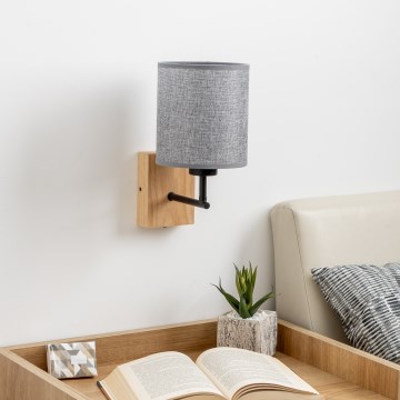 Brilagi - Zidna lampa NUBILA WOOD 1xE27/25W/230V hrast/sivo