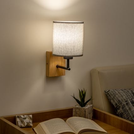 Brilagi - Zidna lampa NUBILA WOOD 1xE27/25W/230V hrast/sivo