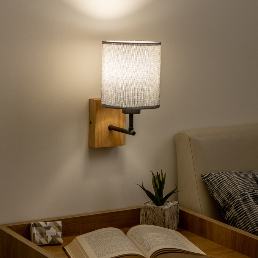 Brilagi - Zidna lampa NUBILA WOOD 1xE27/25W/230V hrast/sivo
