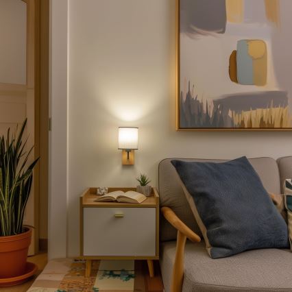 Brilagi - Zidna lampa NUBILA WOOD 1xE27/25W/230V hrast/sivo
