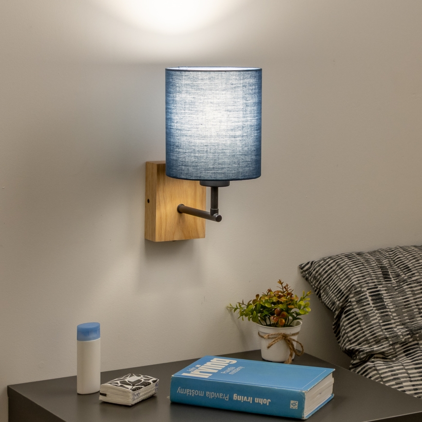 Brilagi - Zidna lampa NUBILA WOOD 1xE27/25W/230V hrast/tamno plavi