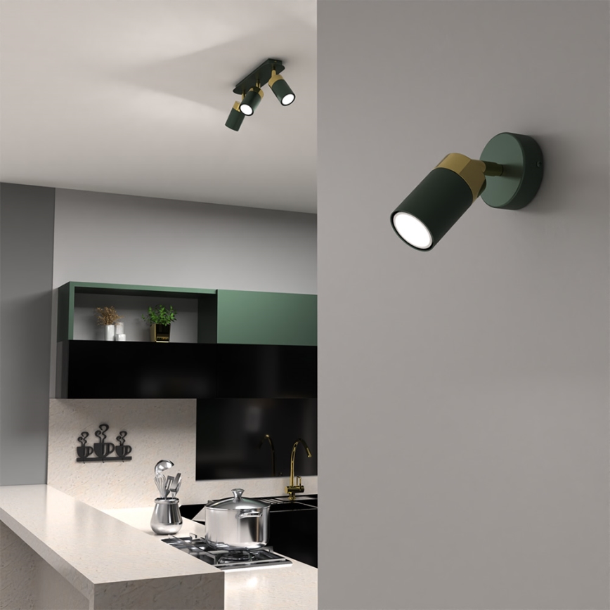 Brilagi - Zidna r. lampa POKER 1xGU10/25W/230V zelena/zl.