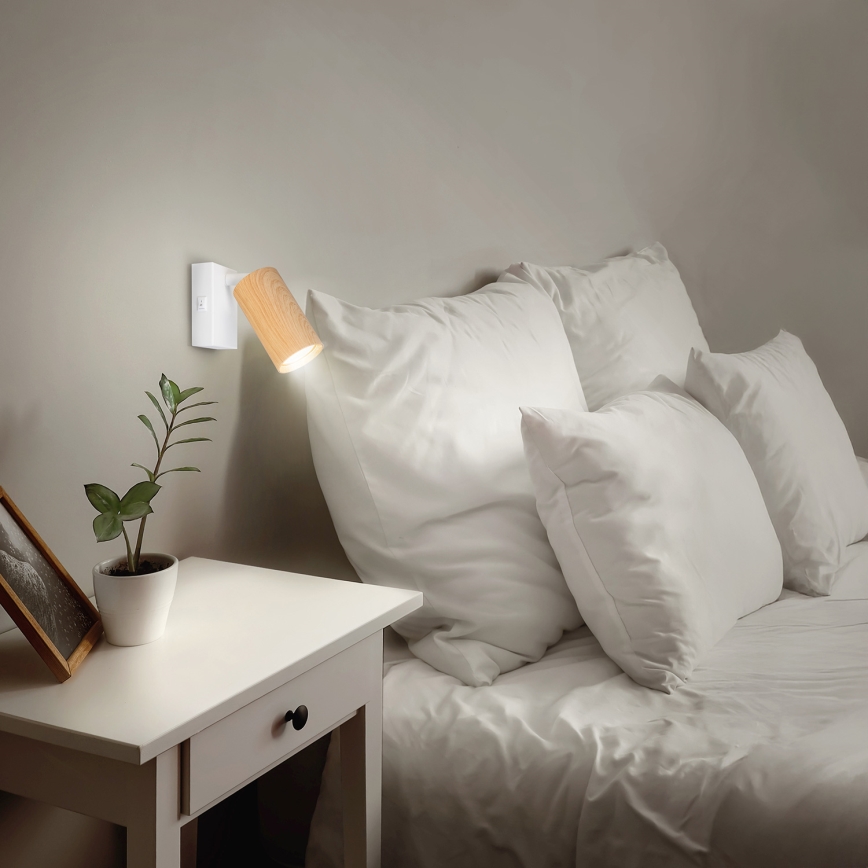 Brilagi - Zidna reflektorska lampa SELE 1xGU10/30W/230V bela/dekor hrasta