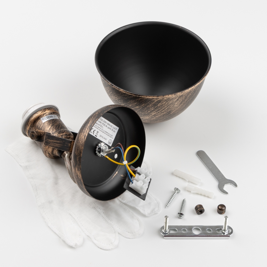 Brilagi - Zidna reflektorska svetiljka TECHNO 1xE27/60W/230V bronza/patina