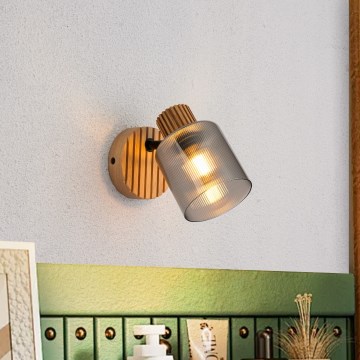 Brilagi - Zidna spot svetiljka HYGGE 1xE14/15W/230V kaučukovo drvo/dimljeno staklo