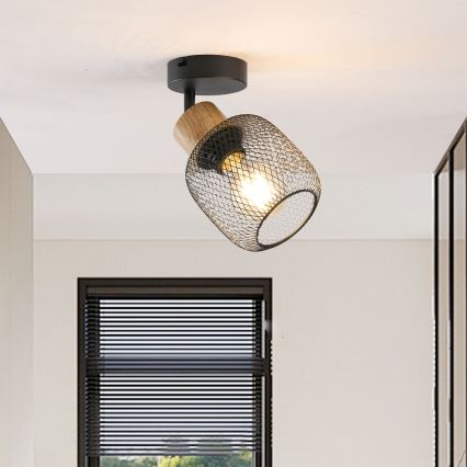 Brilagi - Zidno spot svetlo BASKLITE 1xE27/15W/230V kaučukovo drvo/crna