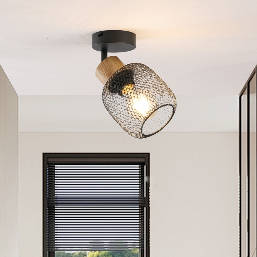 Brilagi - Zidno spot svetlo BASKLITE 1xE27/15W/230V kaučukovo drvo/crna