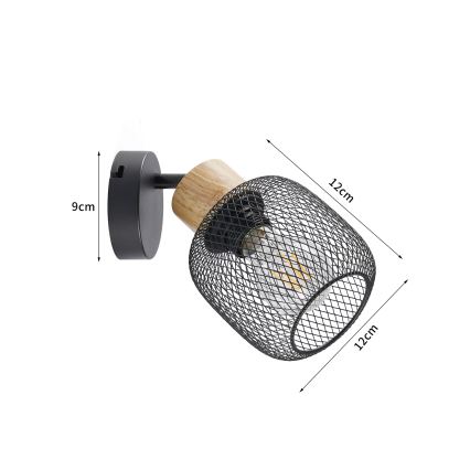 Brilagi - Zidno spot svetlo BASKLITE 1xE27/15W/230V kaučukovo drvo/crna