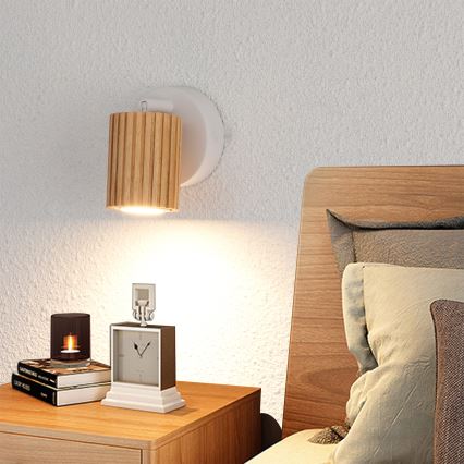 Brilagi - Zidno spot svetlo MODERN WOOD 1xGU10/8W/230V kaučukovo drvo/bela