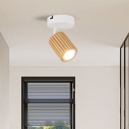 Brilagi - Zidno spot svetlo MODERN WOOD 1xGU10/8W/230V kaučukovo drvo/bela