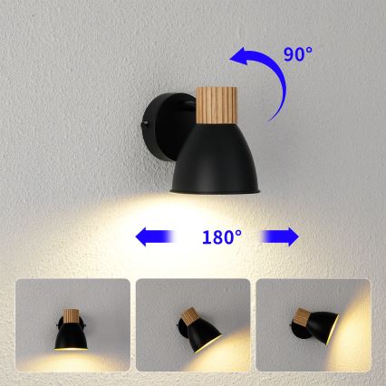 Brilagi - Zidno spot svetlo ODENSE 1xE14/10W/230V od kaučukovog drveta/crna