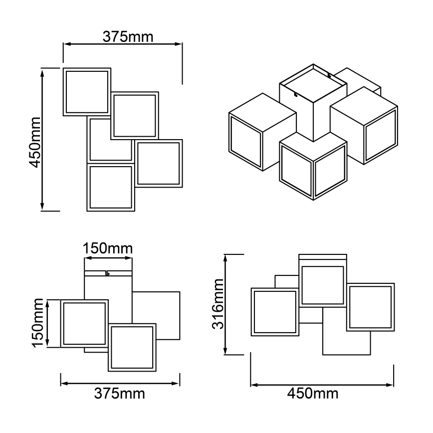 Brilliant - LED Plafonjera CUBIX 5xLED/7,6W/230V 3000K bela
