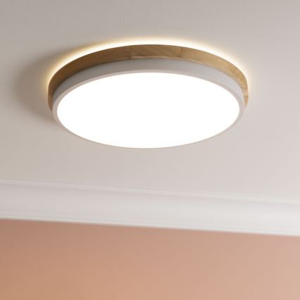 Brilliant - LED Prigušiva plafonjera BAARLO LED/24W/230V pr. 35 cm bela/fikus elastika - FSC sertifikovano
