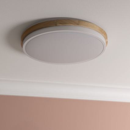 Brilliant - LED Prigušiva plafonjera BAARLO LED/24W/230V pr. 35 cm bela/fikus elastika - FSC sertifikovano