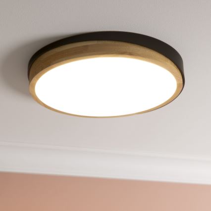 Brilliant - LED Prigušiva plafonjera BAARLO LED/24W/230V pr. 35 cm crno/fikus elastika - FSC sertifikovano