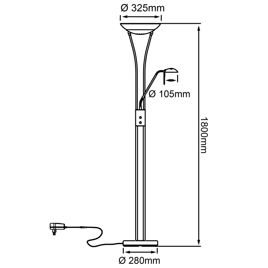 Brilliant - LED prigušiva podna lampa FINN 2xLED/13W/230V matni hrom