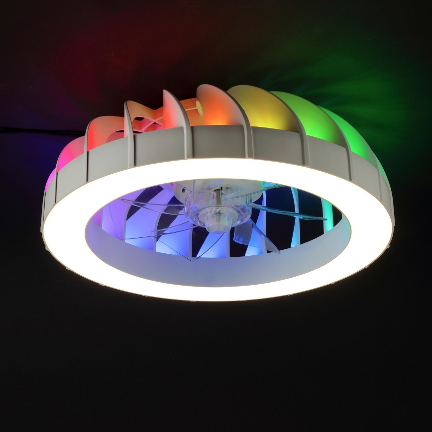 Brilliant - LED RGBW prigušiva stropni ventilator sa svetlom FANORA LED/30W/230V 2700-6500K prečnik 46 cm bela + daljinski upravljač