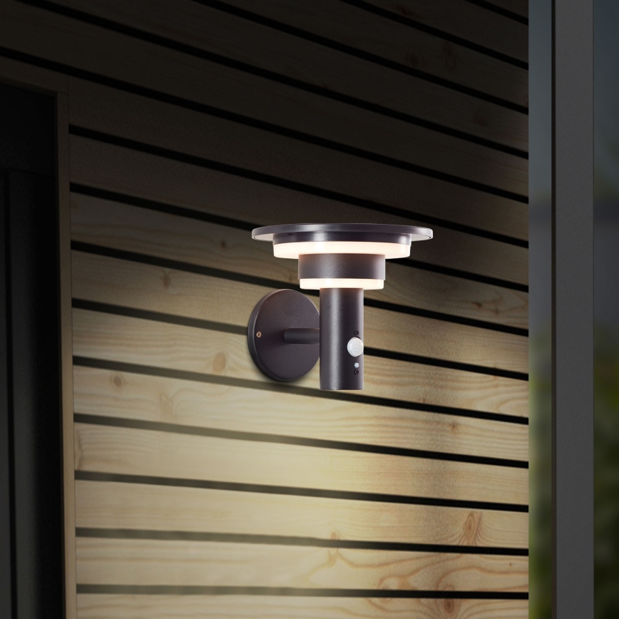 Brilliant - LED Solarna zidna lampa sa senzorom GARVINA LED/3W/3,7V IP44 crno