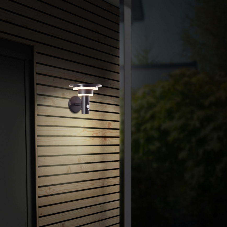 Brilliant - LED Solarna zidna lampa sa senzorom GARVINA LED/3W/3,7V IP44 crno
