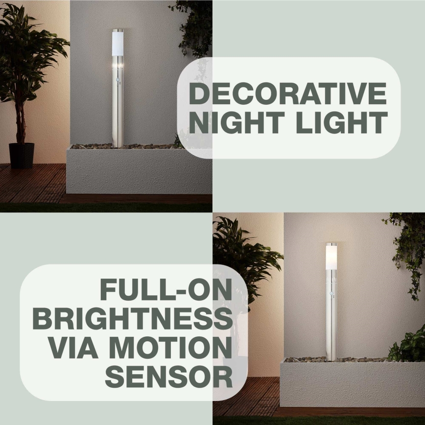 Brilliant - LED Spoljašnja lampa sa senzorom LEIGH LED/0,9W/230V + 1xE27/11W 80 cm IP44 sjajni krom