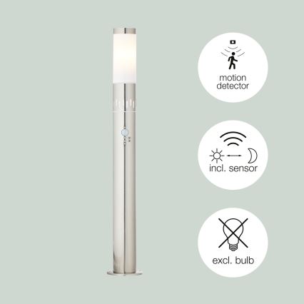 Brilliant - LED Spoljašnja lampa sa senzorom LEIGH LED/0,9W/230V + 1xE27/11W 80 cm IP44 sjajni krom