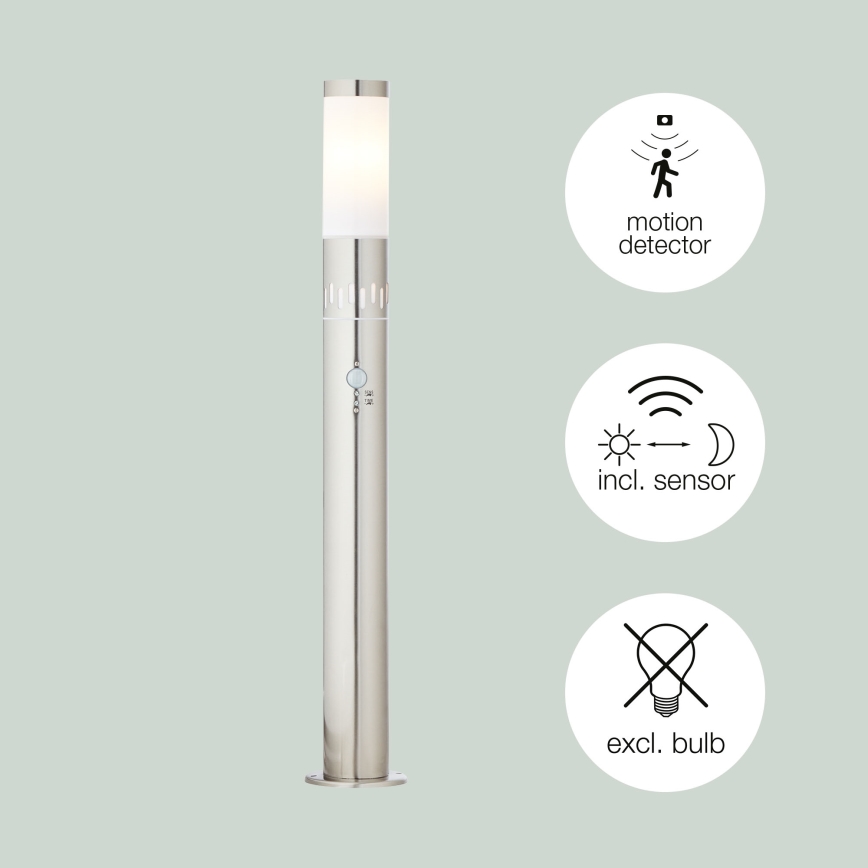 Brilliant - LED Spoljašnja lampa sa senzorom LEIGH LED/0,9W/230V + 1xE27/11W 80 cm IP44 sjajni krom