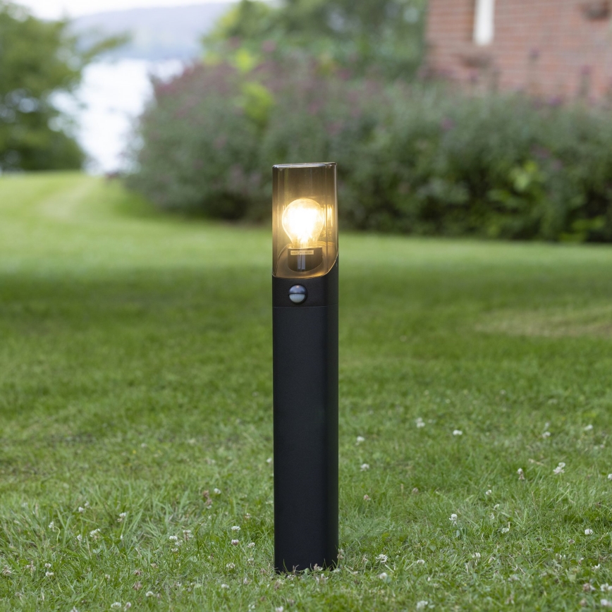 Brilliant - Spoljašnja lampa sa senzorom MINOU 1xE27/10W/230V IP44 crno/dimno