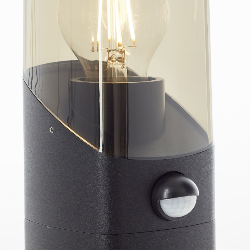 Brilliant - Spoljašnja lampa sa senzorom MINOU 1xE27/10W/230V IP44 crno/dimno