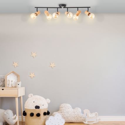 Brilliant - Spot svetiljka KERRY 6xE27/40W/230V crna/bambus