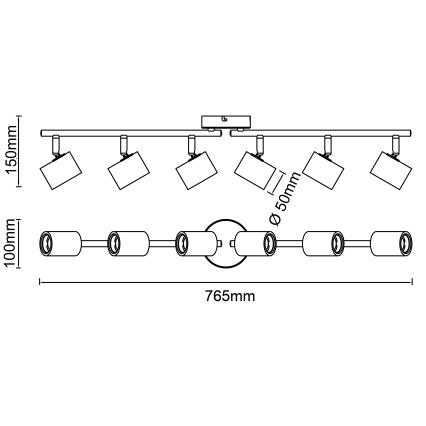 Brilliant - Spot svetiljka KERRY 6xE27/40W/230V crna/bambus