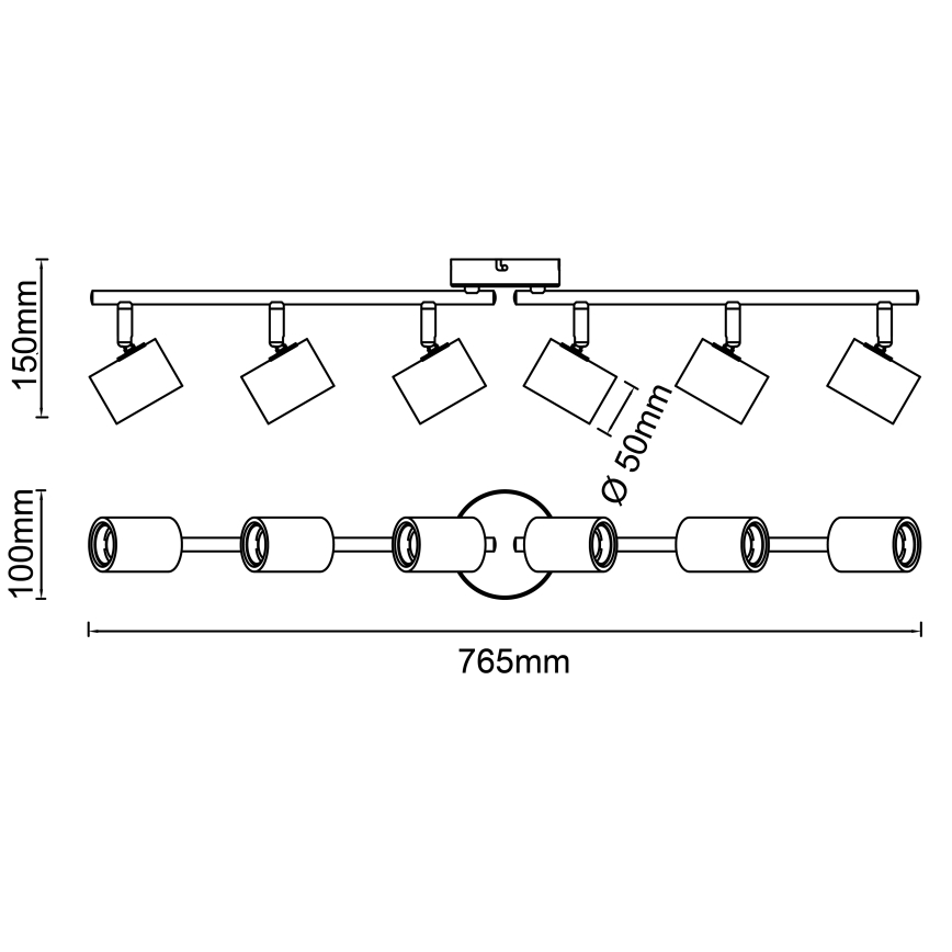 Brilliant - Spot svetiljka KERRY 6xE27/40W/230V crna/bambus