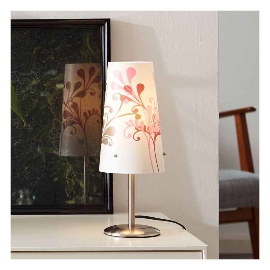 Brilliant - Stona lampa ISI 1xE14/40W/230V bela/roze/sjajni krom