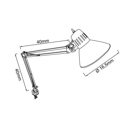 Brilliant - Stona lampa sa stezaljkom HOBBY 1xE27/40W/230V bela