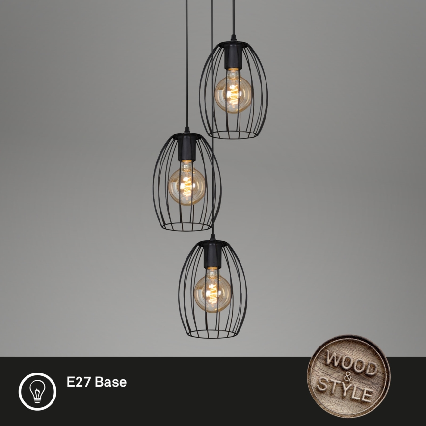 Brilo 4040-035 - Luster na sajli WAKTU VINTAGE 3xE27/60W/230V fikus elastika