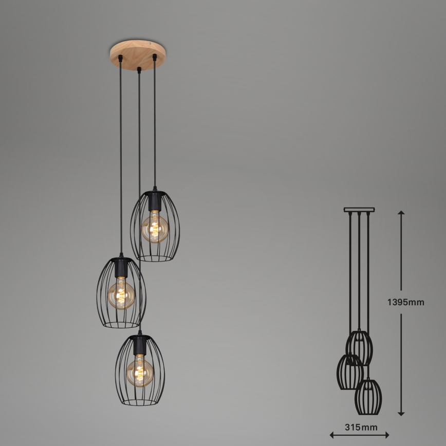 Brilo 4040-035 - Luster na sajli WAKTU VINTAGE 3xE27/60W/230V fikus elastika