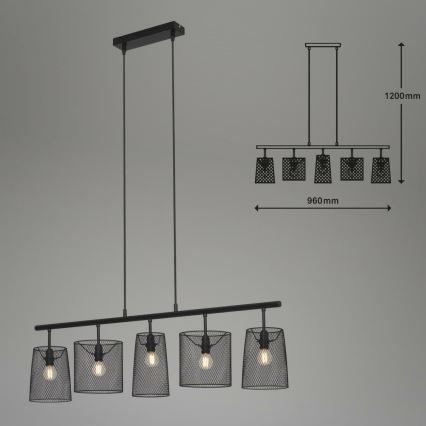 Brilo 4076-055 - Luster na sajli RETRO 5xE14/40W/230V