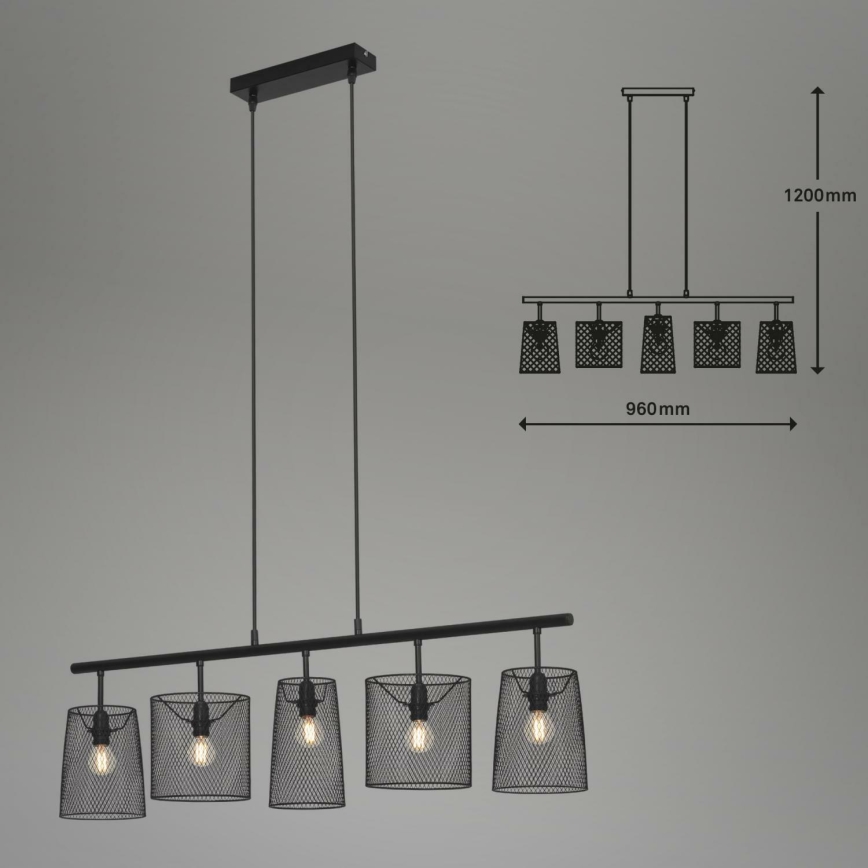 Brilo 4076-055 - Luster na sajli RETRO 5xE14/40W/230V