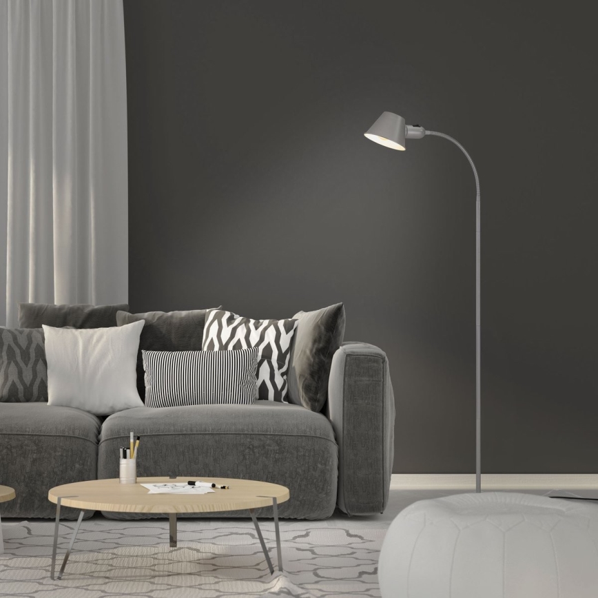 Brilo - Fleksibilna stojeća lampa 1xE27/10W/230V srebrno