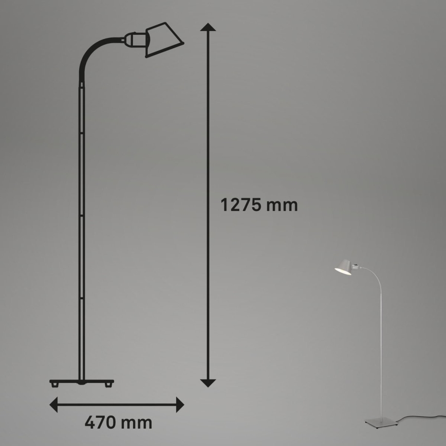 Brilo - Fleksibilna stojeća lampa 1xE27/10W/230V srebrno