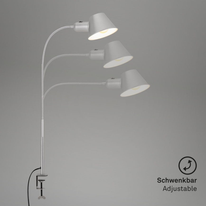 Brilo - Fleksibilna stona lampa sa štipaljkom 1xE27/10W/230V srebrno