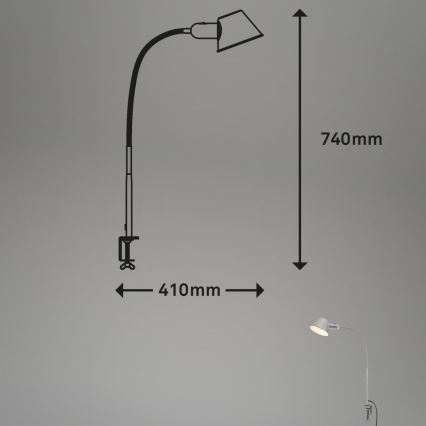 Brilo - Fleksibilna stona lampa sa štipaljkom 1xE27/10W/230V srebrno