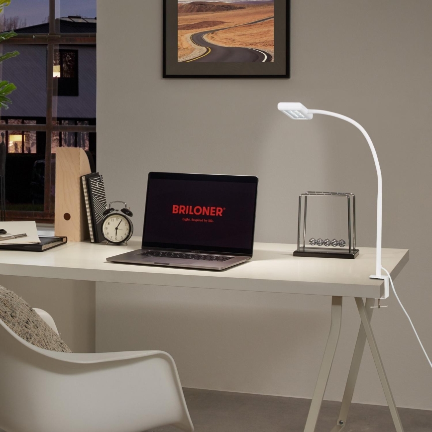 Brilo - LED fleksibilna stona lampa sa klipsom TRASNA LED/7,5W/230V bela