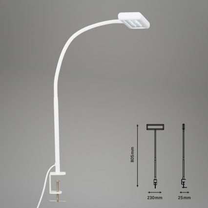 Brilo - LED fleksibilna stona lampa sa klipsom TRASNA LED/7,5W/230V bela